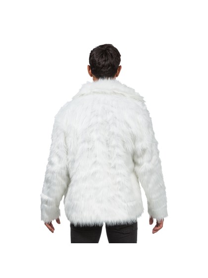 WHITE FAKE FUR JACKET L