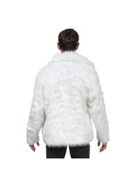 WHITE FAKE FUR JACKET L