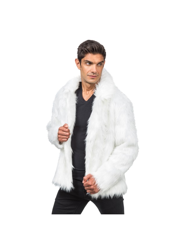 WHITE FAKE FUR JACKET XL