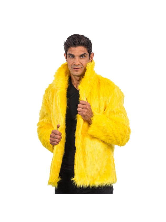 YELLOW FAKE FUR JACKET L