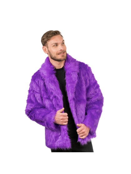 PURPLE FAKE FUR JACKET M