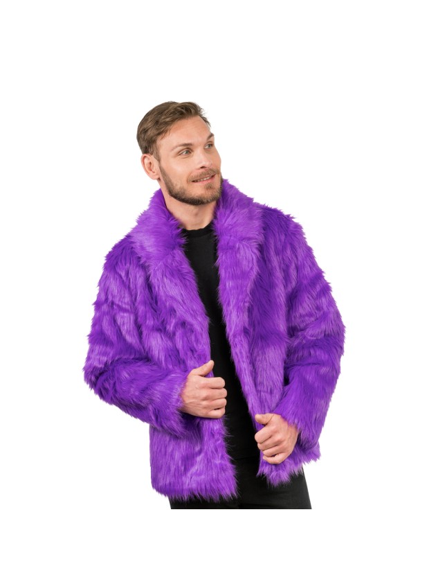 PURPLE FAKE FUR JACKET S