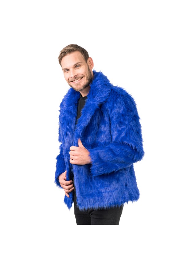 BLUE FAKE FUR JACKET S