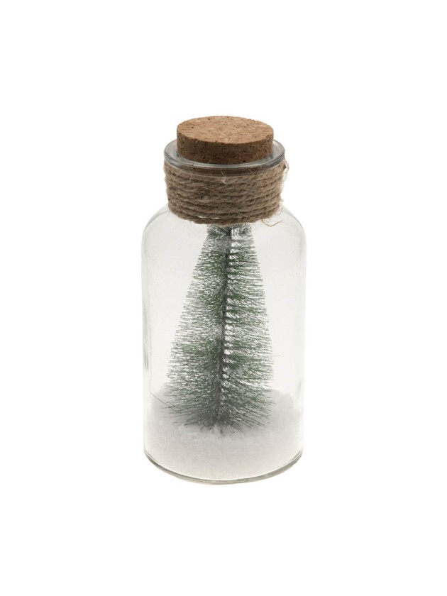 BOTTLE TREE SNOW JUTE ROPE DIA 8CM X 16.5CM