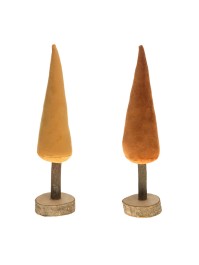 SAPIN VELOURS AMBRE SUR RONDIN BOIS 2 COL ASS 8CM X 45CM