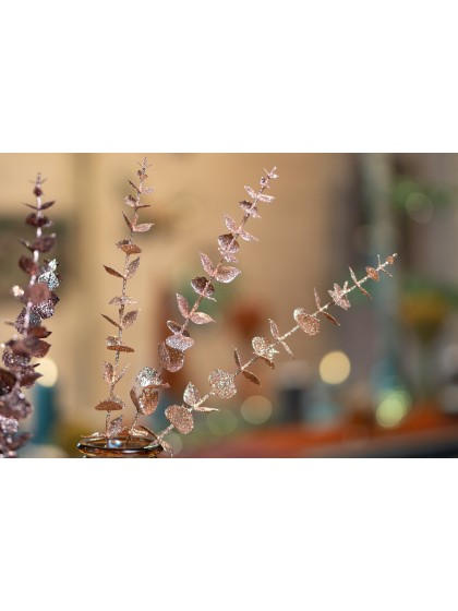 DEKOÄSTE EUKALYPTUS PAILLETTEN GOLD ROSA 61CM