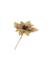 STIEL WEIHNACHTSSTERN JUTE PAILLETTEN GOLD AUF KARTE 11CM