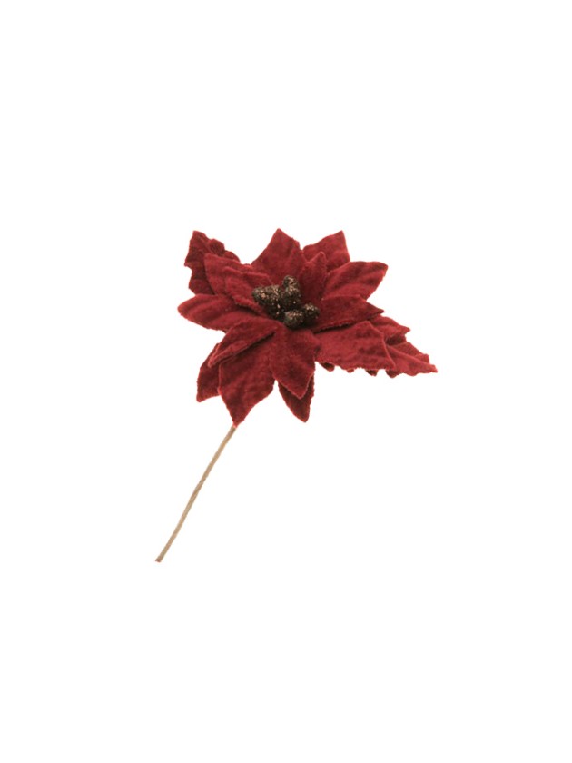 STIEL WEIHNACHTSSTERN WEINROT AUS VIN PAILLETTEN GOLD AUF KARTE 8.5CM X 2.5CM X 11CM