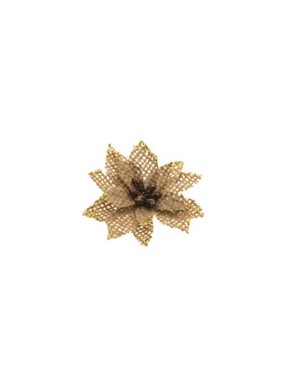4 WEIHNACHTSSTERNE JUTE PAILLETTEN GOLD 6CM