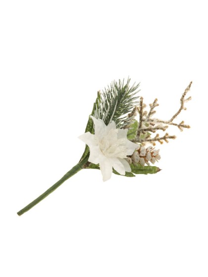 STIEL WEIHNACHTSSTERN WEISS PAILLETTEN WEISS 12CM
