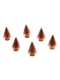 BAG 6 MINI XMAS TREES GLITTERS PINK 4CM X 7CM