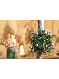 KRONE ADVENT TANNE VEGETALE REALISTISCH KUGELN GOLD TANNENZAPFEN PAILLETTEN DIA 30CM