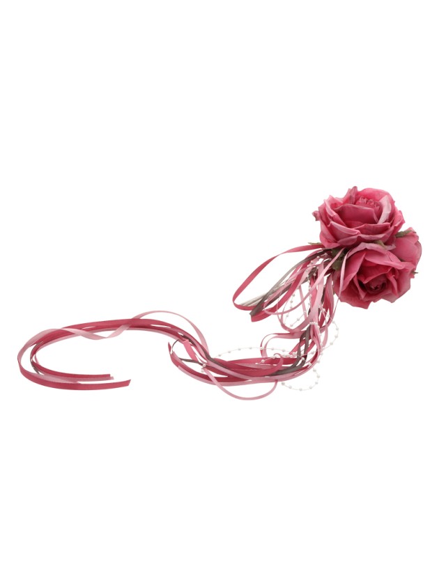 BOUQUET 3 ROSES FUCHSIA 16CM X 10CM X 70CM