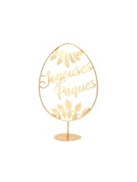 EI ZUM AUFSTELLEN FROHE OSTERN METALL GOLD 55CM