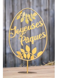 EI ZUM AUFSTELLEN FROHE OSTERN METALL GOLD 55CM