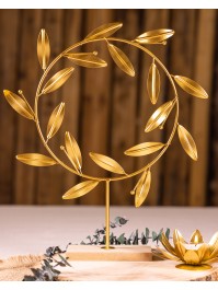 GOLD METAL LEAVES WREATH DIA 28CM X 5CM X 35CM