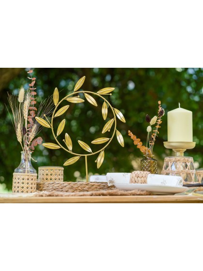 KRONE AUS BLÄTTER GOLD ZUM HINSTELLEN DIA 28CM X 5CM X 35CM