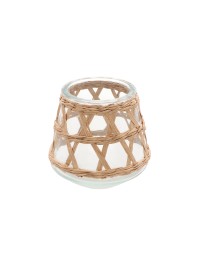 CLEAR GLASS HOLDER W/ NATURAL DECO BIG SIZE DIA 12CM X 12CM