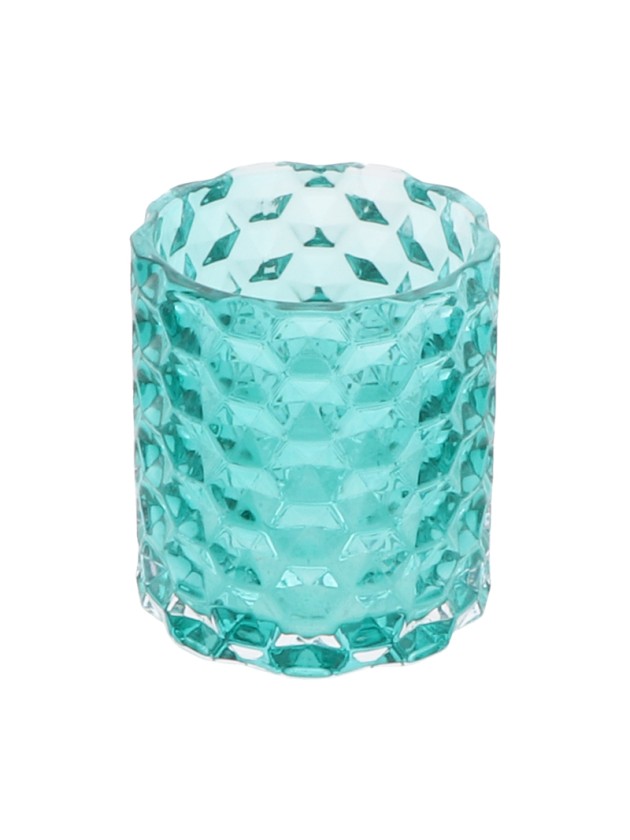 KERZENHALTER GLAS BLAU CANARD BRADLEY DIA 7.8CM X 8.8CM