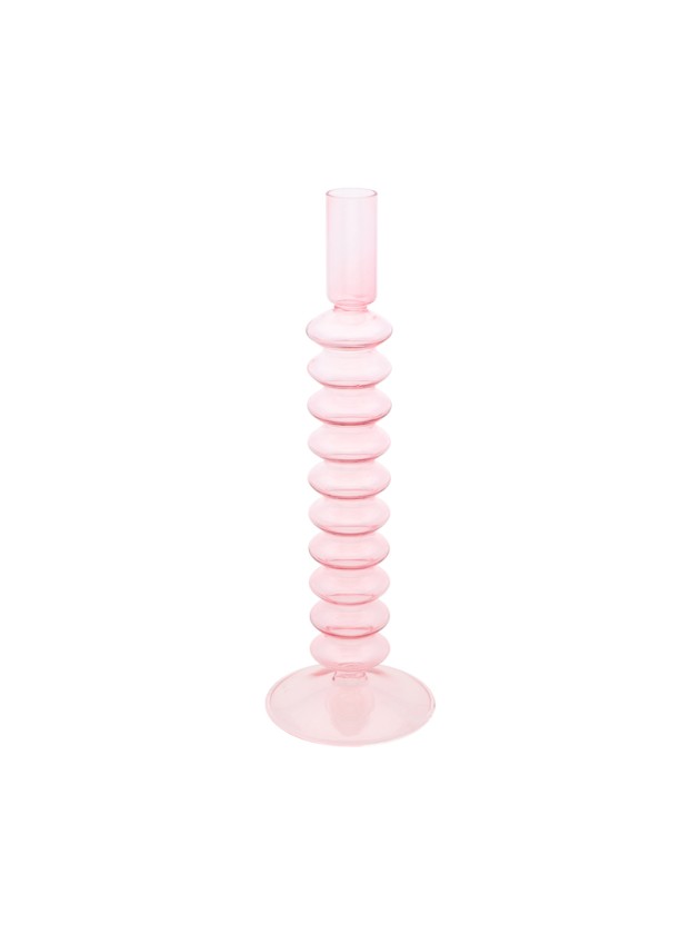 GLASS CANDLE HOLDER SWIRL DIA 8.8CM X 27.5CM