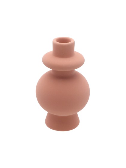 CERAMIC CANDLE HOLDER TERRACOTTA DIA 9.2CM X 15.5CM
