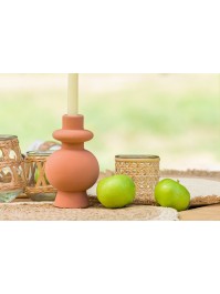 PORTE FACKELKERZE KERAMIK TERRACOTTA DIA 9.2CM X 15.5CM