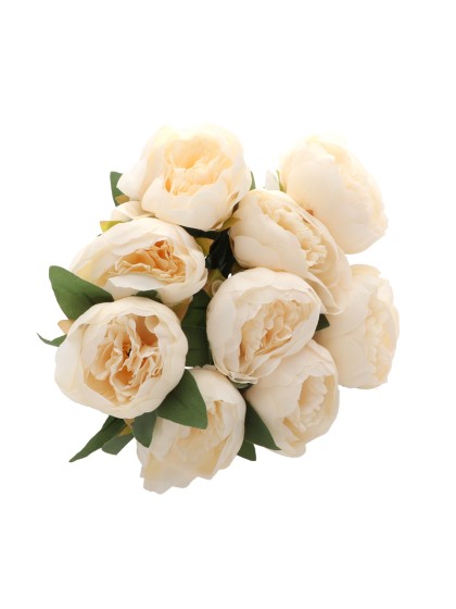 BLUMENSTRAUSS 9 PFINGSTROSEN IVOIRE/SAUMON 43CM