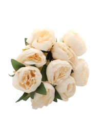 BLUMENSTRAUSS 9 PFINGSTROSEN IVOIRE/SAUMON 43CM
