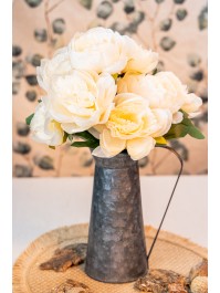 BUNCH OF 9 IVORY/SALMON PEONY 43CM