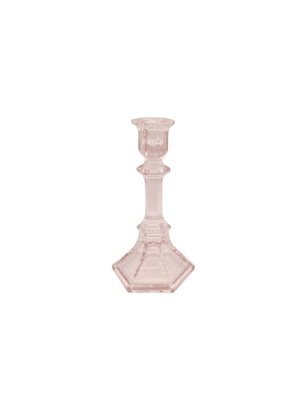 KERZENLEUCHTER GLAS ROSA D’AMBRE 9.5CM X 9.5CM X 19.8CM