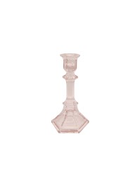 BOUGEOIR CHANDELIER VERRE ROSE D’AMBRE 9.5CM X 9.5CM X 19.8CM