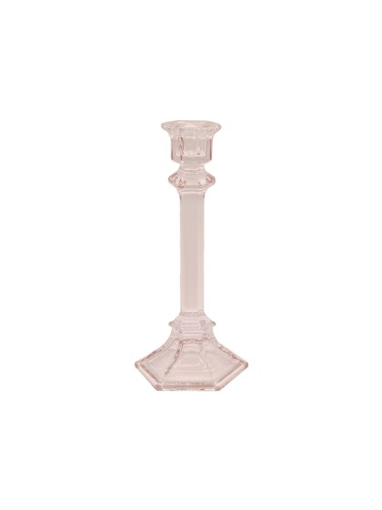 KERZENLEUCHTER GLAS ROSA D’AMBRE 10.5CM X 10.5CM X 24.5CM