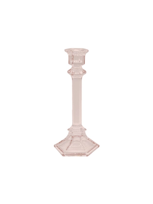 KERZENLEUCHTER GLAS ROSA D’AMBRE 10.5CM X 10.5CM X 24.5CM