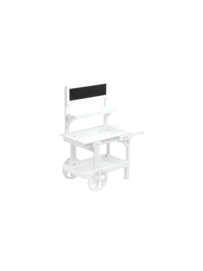WAGEN 3 EBENEN HOLZ WEISS UND SCHIEFERTAFEL 69CM X 33CM X 86CM