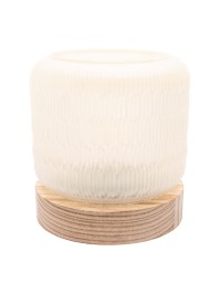 LAMPE AUS TISCH WEISS GLACIER HOLZSTÄNDER MIT GLÜHBIRNE VINTAGE LED DIA 13.2CM X 14.5CM