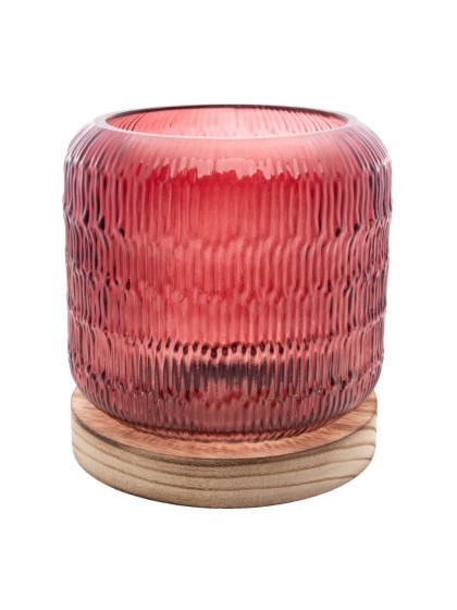 LAMPE AUS TISCH WEINROT AUS VIN HOLZSTÄNDER MIT GLÜHBIRNE VINTAGE LED DIA 13.2CM X 14.5CM