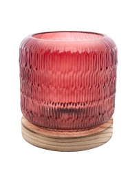 LAMPE AUS TISCH WEINROT AUS VIN HOLZSTÄNDER MIT GLÜHBIRNE VINTAGE LED DIA 13.2CM X 14.5CM