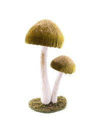2 PILZE FAIRY SAMT GRÜN PAILLETTEN GOLD 12CM X 11CM X 25CM