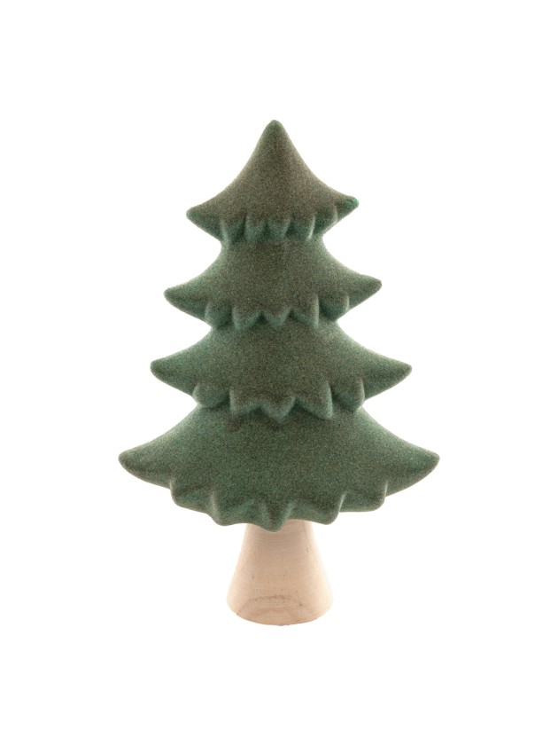 TANNE FOREST KING KERAMIK GEFLÖCKT GRÜN SAUVAGE HOLZSTAMM 15.2CM X 7.9CM X 23.6CM