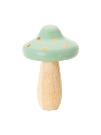 PILZ HOLZ RIESEN BICOLORE NATUR GRÜN POIS GOLD 10.5CM X 15.5CM