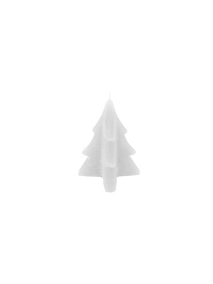WHITE CHRISTMAS TREE CANDLE RUSTIC FINISH 6.3CM X 6.7CM X 8.4CM HT