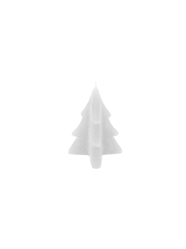 WHITE CHRISTMAS TREE CANDLE RUSTIC FINISH 6.3CM X 6.7CM X 8.4CM HT