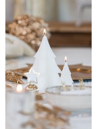 BOUGIE SAPIN BLANC FINITION RUSTIQUE 6.3CM X 6.7CM X 8.4CM HT