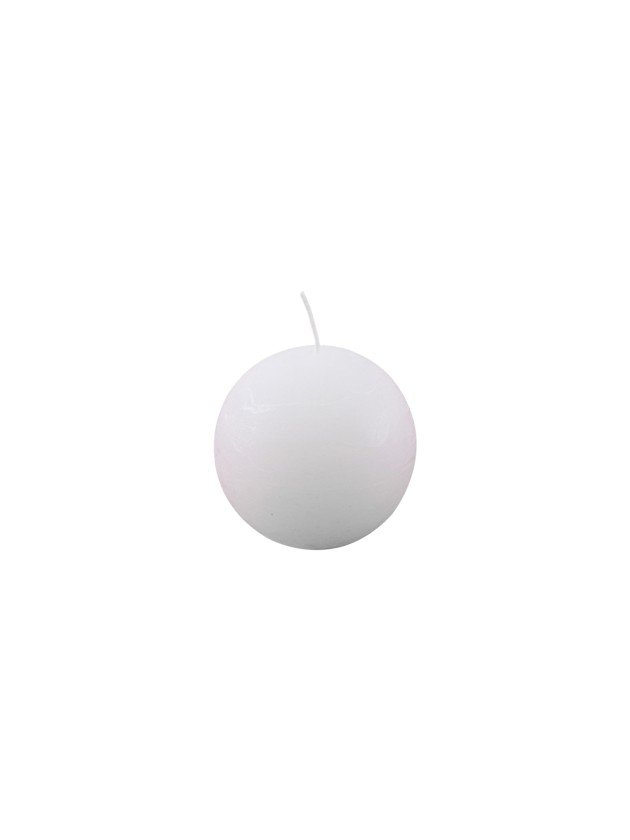 WHITE BALL CANDLE RUSTIC FINISH DIA 7.6CM X 7.4CM