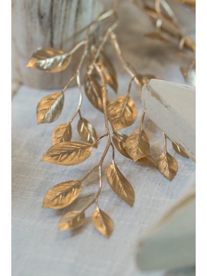 GUIRLANDE FEUILLES DE GARDENIA DOREES 20CM X 1.5M