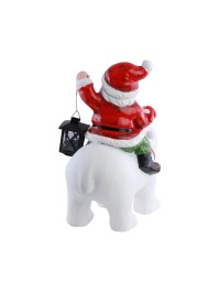 WEIHNACHTSMANN MAGNESIA AUF BÄR WEISS 38CM X 22.5CM X 42.5CM