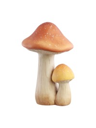 2 MAGNESIA BROWN MUSHROOMS 21CM X 19CM X 30CM