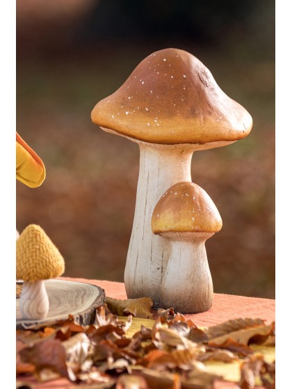 2 MAGNESIA BROWN MUSHROOMS 21CM X 19CM X 30CM