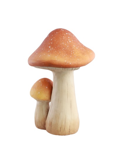2 MAGNESIA BROWN MUSHROOMS 21CM X 19CM X 30CM