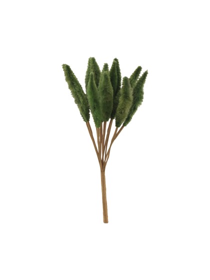 GREEN LAGURUS EFFECT ON STEM 12 PIECES 7CM X 16CM HT